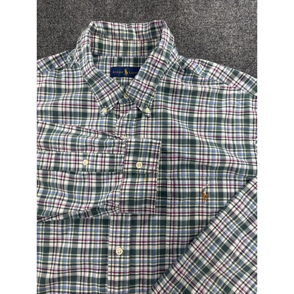 Polo Ralph Lauren Men’s XXL Green Plaid Cotton Button Down Shirt Pony Logo